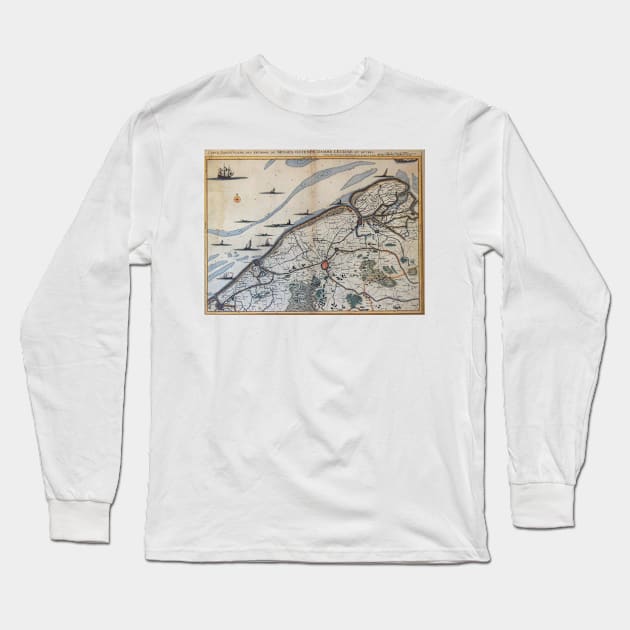 Vintage Map of Bruges Belgium (17th Century) Long Sleeve T-Shirt by Bravuramedia